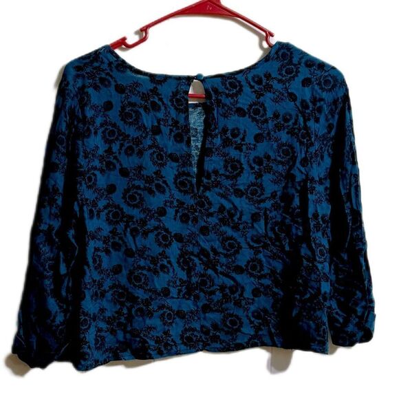 Pins & Needles Blue Black Crop Blouse - Picture 2 of 4